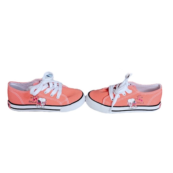 Peanuts Snoopy You Are So Loved Low Top Sneakers Peach Pink Size 10 - Picture 5 of 9